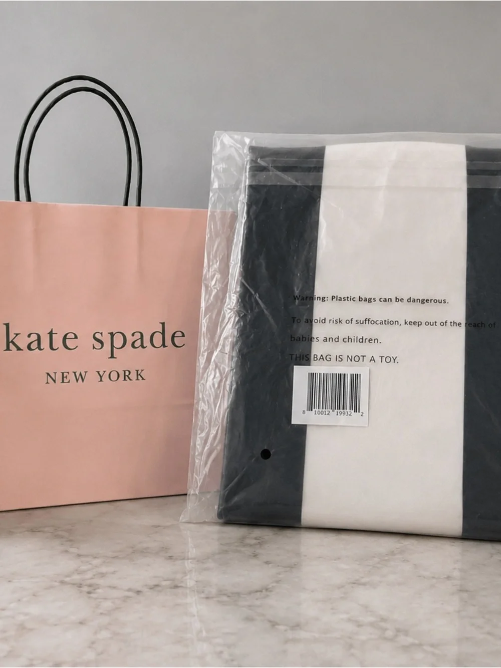 kate spade Black and White Striped Canvas Tote - Picture 3 of 3